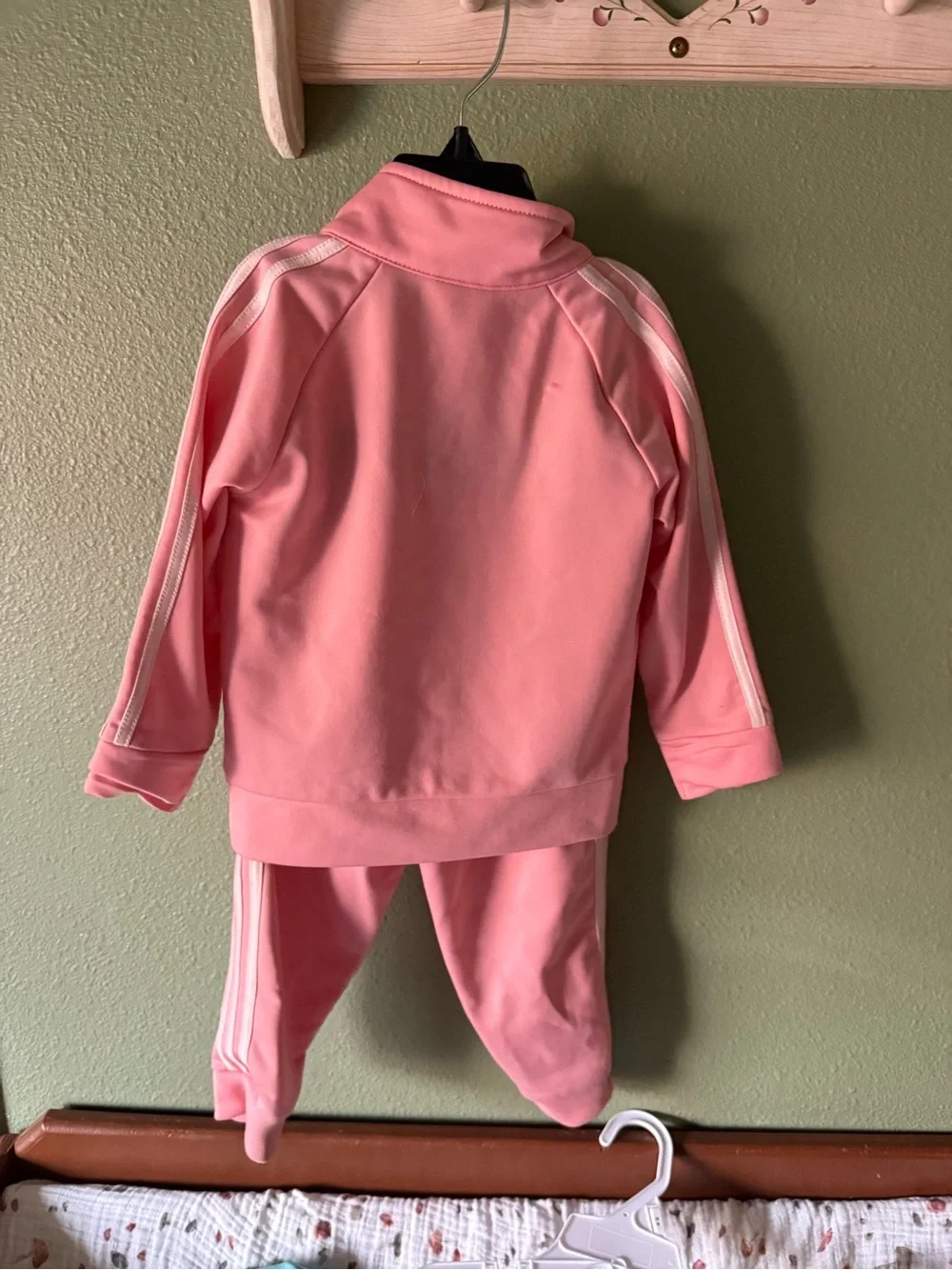 adidas Pink Zip-Up Kids Tracksuit with White Stripes